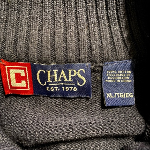 Chaps Navy Blue Cotton 1/4 Zip Mock Neck Pullover Sweater - Picture 4 of 4
